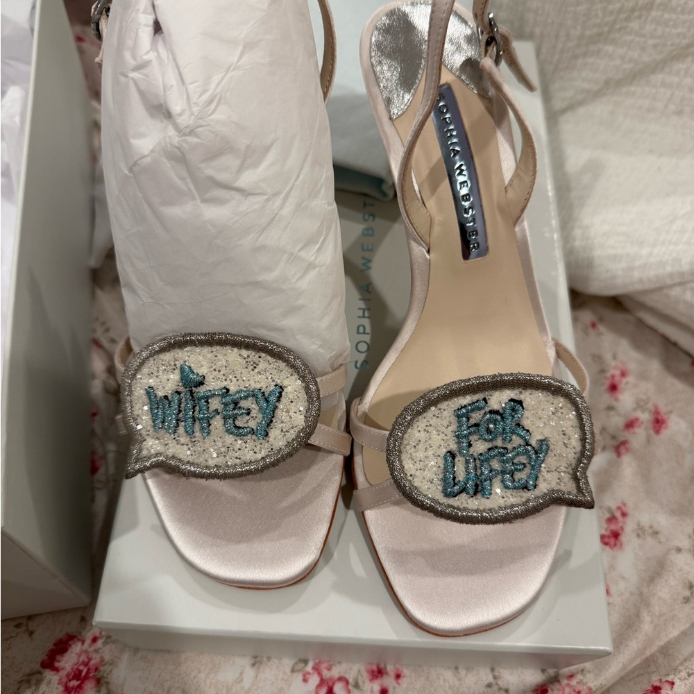 Sophia Webster Pink and Silver 'Wifey for Lifey' Sandals